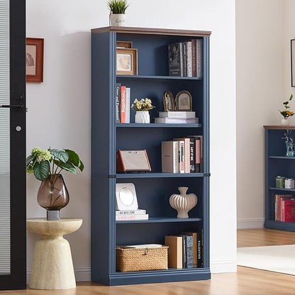 RWYHG 70" Blue Tall Bookshelf Set of 4, 5-Tier Thick Wooden Book Shelf - Image 9