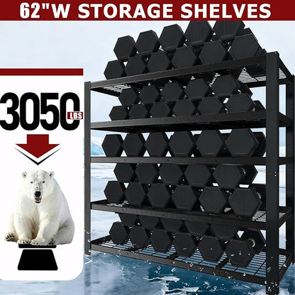 ZEUKMXOO 62" W 3050LBS Storage Shelves Unit, 5 Tier Heavy Duty Metal Shelving - Image 4