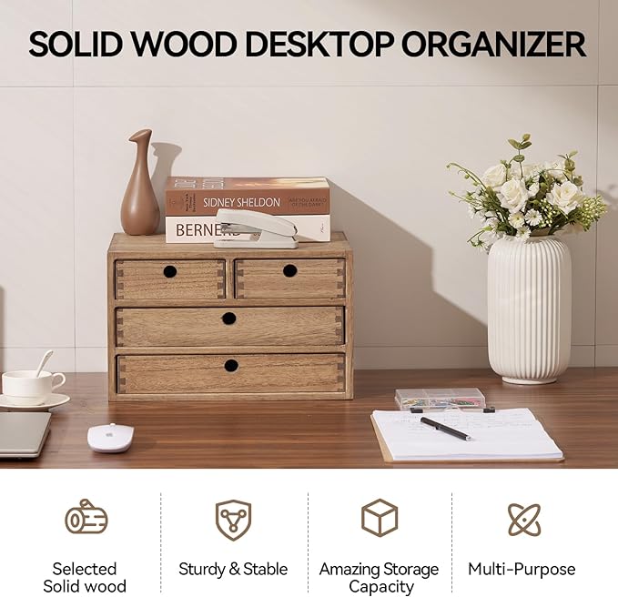 Kirigen Wood Desktop Storage Cabinet/Workspace Document Office necessity - Image 4