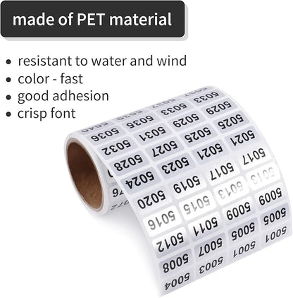 5001-6000 Consecutive Number Inventory Stickers Self Adhesive Waterproof Labels - Image 4