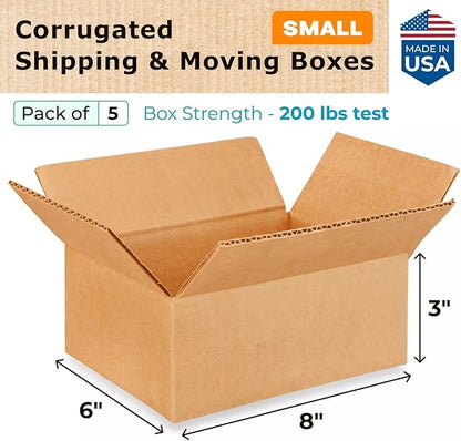 Small Moving & Shipping Boxes 8 x 6 x 3 inches - Image 2