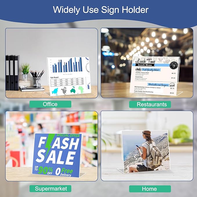Wbtran Slanted Back Acrylic Sign Holder 6 x 4, Acrylic Stands - Image 4