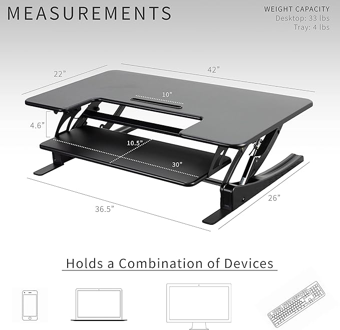 VIVO 42 inch Height Adjustable Stand Up Desk Converter, V Series, Quick Sit to - Image 4