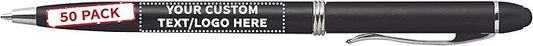 DISCOUNT PROMOS Custom Twist Action Plastic Stylus Pens, Personalized Bulk Pack by DISCOUNTPROMOS