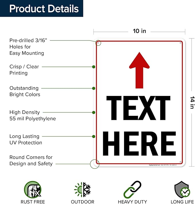 Custom Arrow, Custom Directional Sign, Up Arrow, 10x14 Inches, 55 mil thick HDPE - Image 6