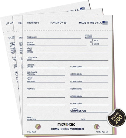 Commission Voucher Book CV-59-3 Part Carbonless Forms, Triplicate NCR Receipt by Unknown