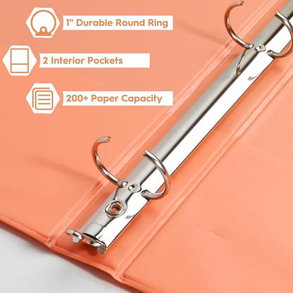 CIXILDTS 1-Inch Round Ring Binders, Standard 3 Ring Binder Fit Letter Size Paper - Image 4