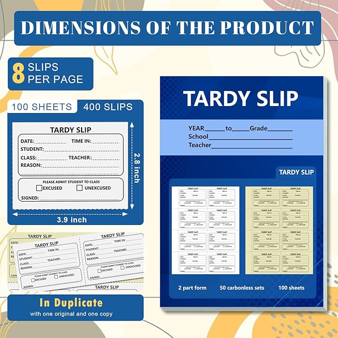 2 Pack 800 Pcs Tardy Slip Book - Image 2