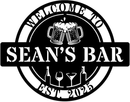 Custom Bar Sign Personalized Name Bar Wall Decor by HZYCYYFC