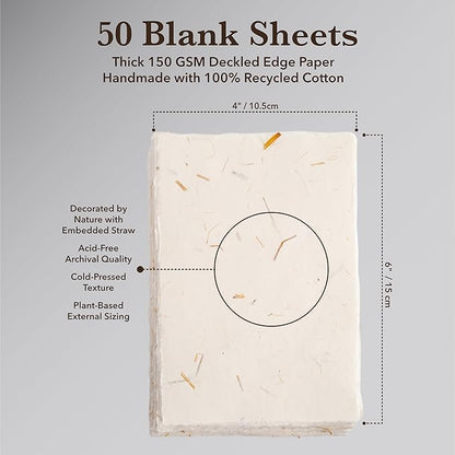 Wanderings Handmade Cream Deckle Edge Blank Paper - Image 4