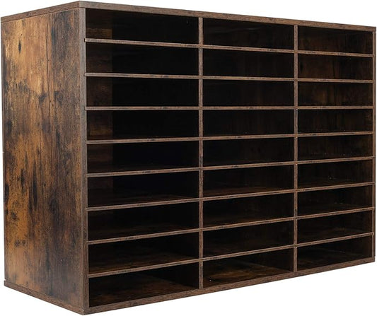 TQVAI Wood Literature Organizer, 27 Slots Hold 13500 Sheets A4 Papers, Wooden by TQVAI