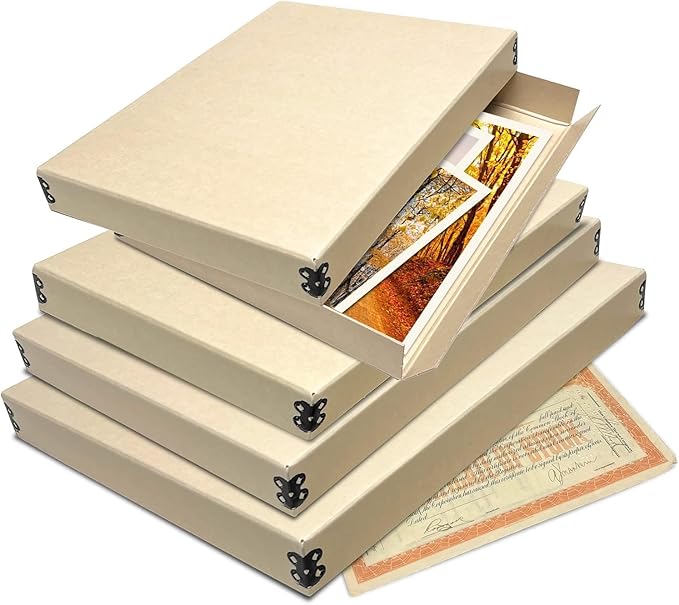 Lineco Museum Storage Box Tan, Archival Boxboard, Drop-Front Design - Image 9