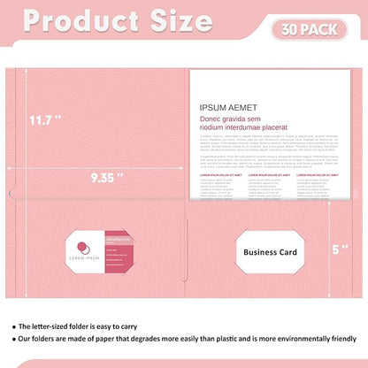 Two Pocket Folders, PANDRI 30 Pack 2 Pocket Folders, Letter Size Paper File - Image 2