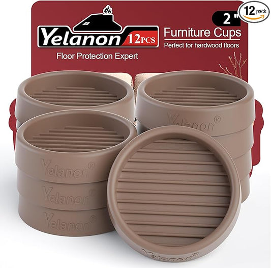 Yelanon Non-Slip Furniture Pads 12 Pcs 2" – Anti-Skid Grippers by Yelanon