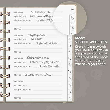 Clever Fox Password Book Spiral – Mini Internet Address & Password Organizer - Image 4