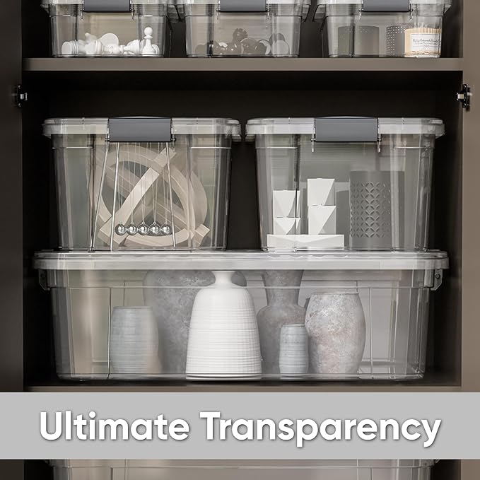 Superio Storage Bins with Lids- 2 Pack, 6.6 Qt Clear Boxes - Image 6