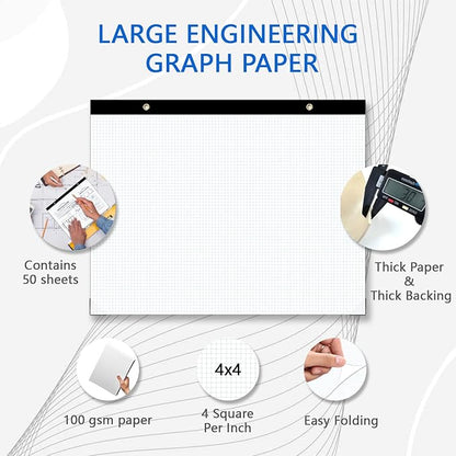 Large Engineering Graph Paper Pad, 100 Sheets/200 Pages, Engineering, Architect - Image 5