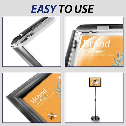 SENZHIYI Adjustable Poster Sign Stand Holder Heavy Duty Snap Open Aluminum - Image 4
