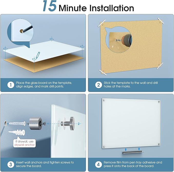 MaxGear Glass Whiteboard, Tempered Magnetic Dry Erase Board 60 x 40 Inch - Image 8