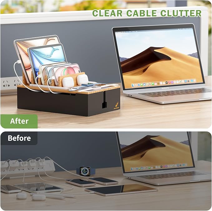 Pezin & Hulin Bamboo Charging Station, Electronic Devices Organizer - Image 6