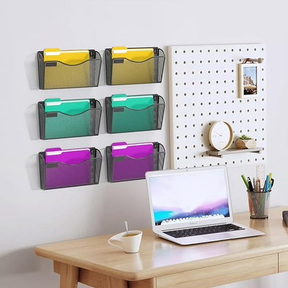 samstar 6 Pack Mesh Wall Mounted File Holder Metal Wall File Pocket Mail - Image 3