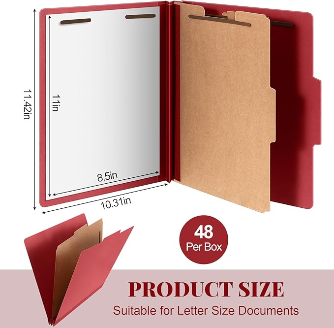 Skyygemm 48 Pcs Classification Folders Letter Size, 1 Divider Pressboard File - Image 2
