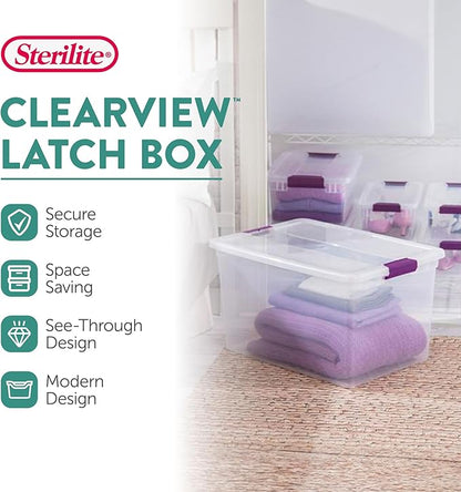 Sterilite 24-Pack 66 Quart ClearView Latch Box, Stackable Organizer Bins - Image 2