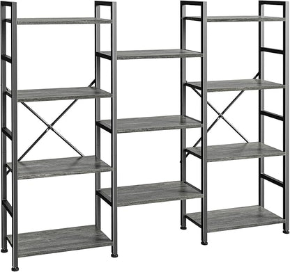SUPERJARE Triple 4 Tier Bookshelf, Bookcase by SUPERJARE