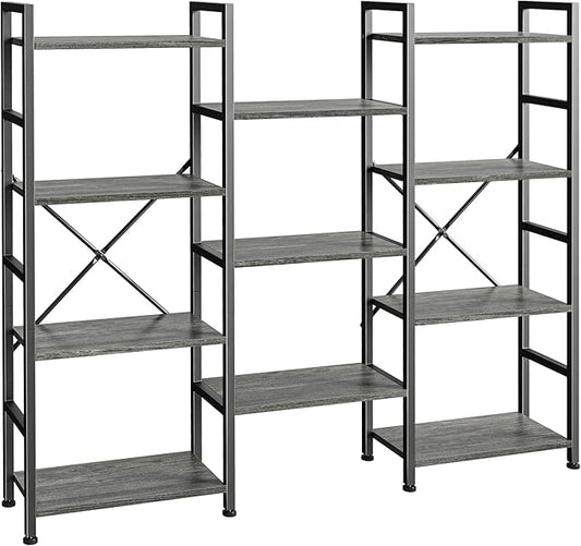 SUPERJARE Triple 4 Tier Bookshelf, Bookcase by SUPERJARE