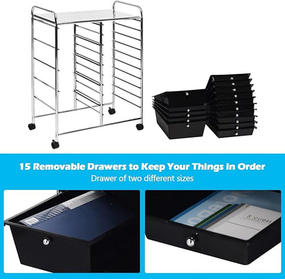 GOFLAME 15-Drawer Rolling Storage Cart, Craft Storage Cart - Image 6