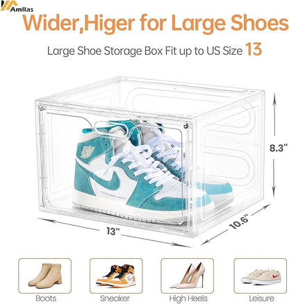 Amllas 8 Pack Shoe Boxes Clear Plastic Stackable, Large Shoe Storage Organizer - Image 2