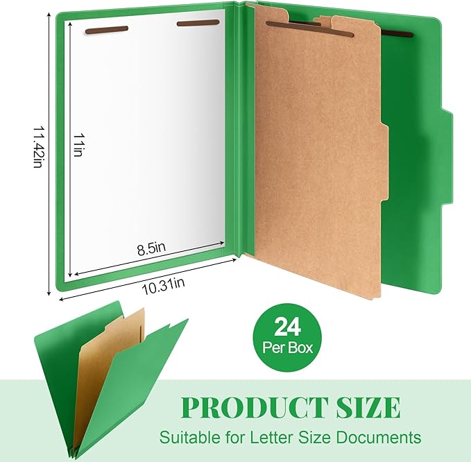 Skyygemm 24 Pcs Classification Folders Letter Size, 1 Divider Pressboard File - Image 2
