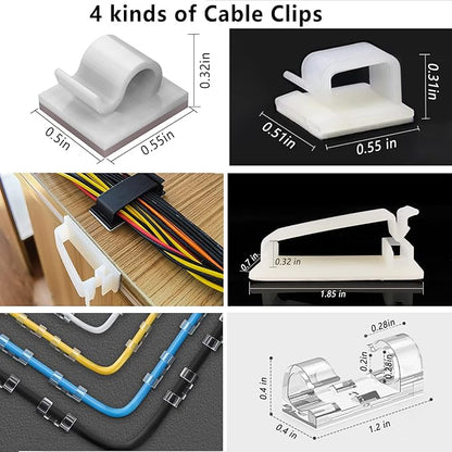 DRIVUU White Cable Management Organizer Kit 4 Cable Sleeve Split, 47Cable Clips - Image 3