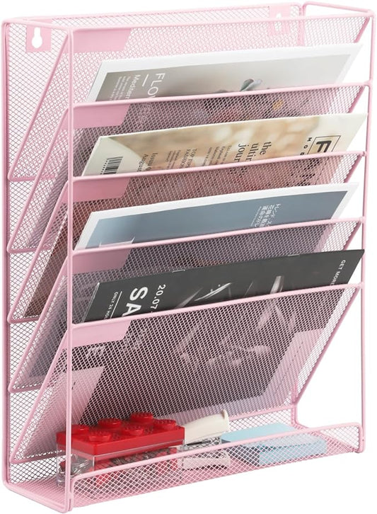 EASEPRES Desk File Organizer Mesh 6-Tier, Hanging Wall Mount Document by EASEPRES