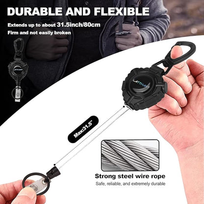 LATTHANT id Badge Holder Retractable Clip, 2 Pack Heavy Duty Retractable - Image 4