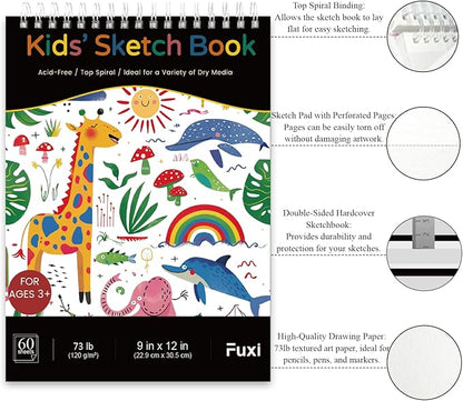 Fuxi Christmas Coloring Books for Kids Ages 8-12, 60 Sheets Blank Sketchbook + - Image 3