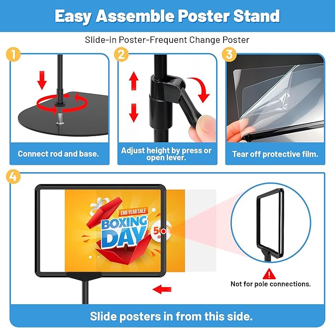 VAIIGO 6Pack Sign Stand for Display A4, Adjustable Poster Stand for Table Top & - Image 6