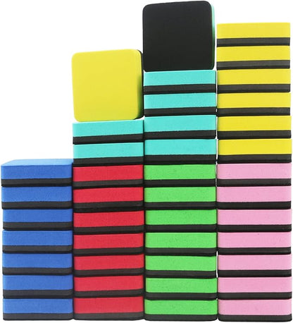 OWLKELA 48Pcs Dry Erase Erasers, Colored Magnetic Whiteboard Cleaning Tool by OWLKELA
