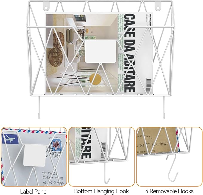 CADUKE 6 Pack Hanging Wall File Organizer Mesh Folder Holder Mail Magazine - Image 3