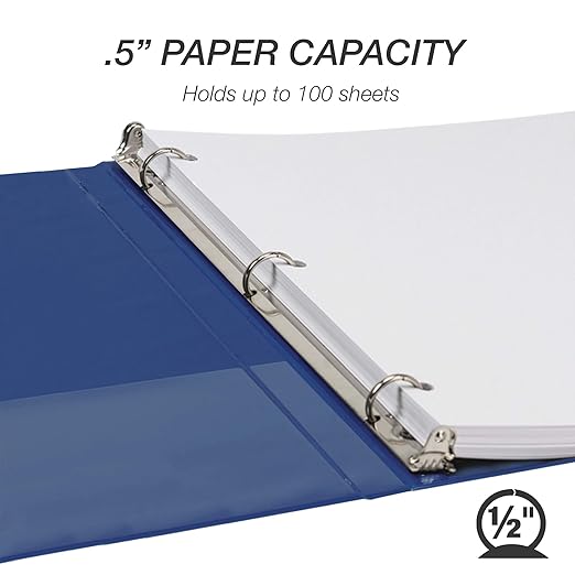 Samsill 0.5 Inch 3 Ring Binders, Made in USA, Economy Round Ring, 100 Sheet - Image 3