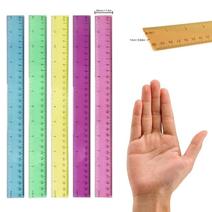180 Pack 12-Inch Plastic Rulers Bulk, Plastic Ruler, Colored Transparent Ruler - Image 2