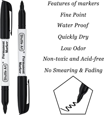 Shuttle Art Permanent Markers, 50 Pack Black Permanent Marker set, Fine Point - Image 3