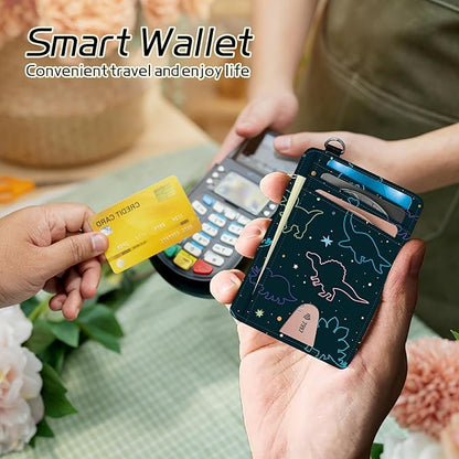 BWEGRHE Small Travel Wallets, Fun Dinosaurs Slim Minimalist Front Pocket Wallet - Image 4