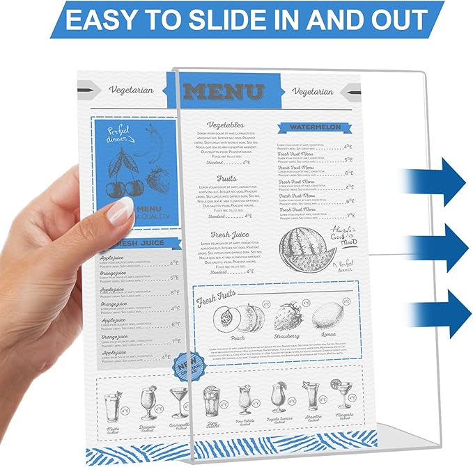 EHWINE 12 Pack 4 x 6 Acrylic Sign Holder, Vertical Slanted Back Paper Holder - Image 4