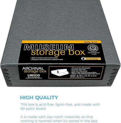 Lineco Museum Archival Storage Box, 8.75x10.75x3 in. Drop Front Design. - Image 5