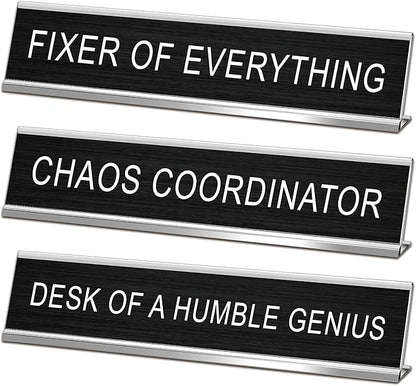3 Pcs Chaos Coordinator Fixer of Everything Desk of a Humble Genius Funny Desk by SINKAA