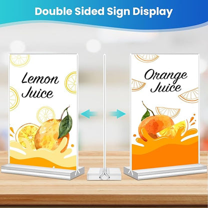 Acrylic Sign Holder 5x7, 11 Pack Clear TableTop Sign Holder-Sided, Plastic - Image 2