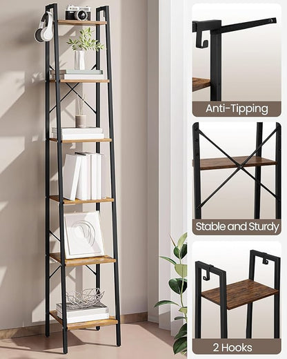 Hzuaneri Ladder Shelf, Bookshelf Bookcase, Freestanding Corner Storage Shelve - Image 6