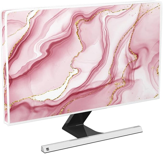 Baocicco Gold Pink Marble Waterproof TV Display Screen Cover 45, 48 Inch TV by Baocicco