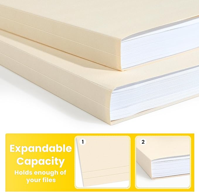 SUNEE File Folders, 120 Pack Manilla Folders 8.5 x 11, 1/3 Cut Tab - Image 4